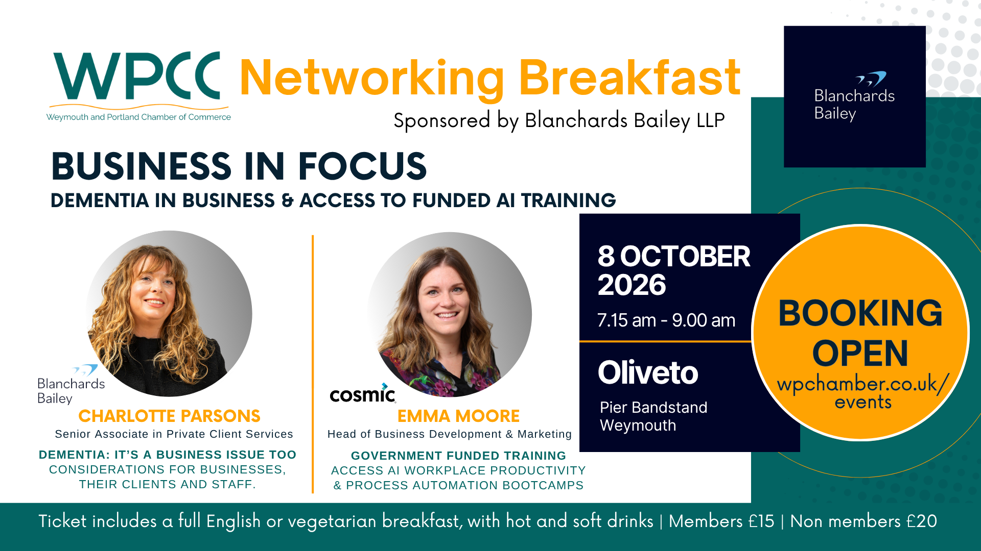 event poster for WPCC 8 October Networking breakfast